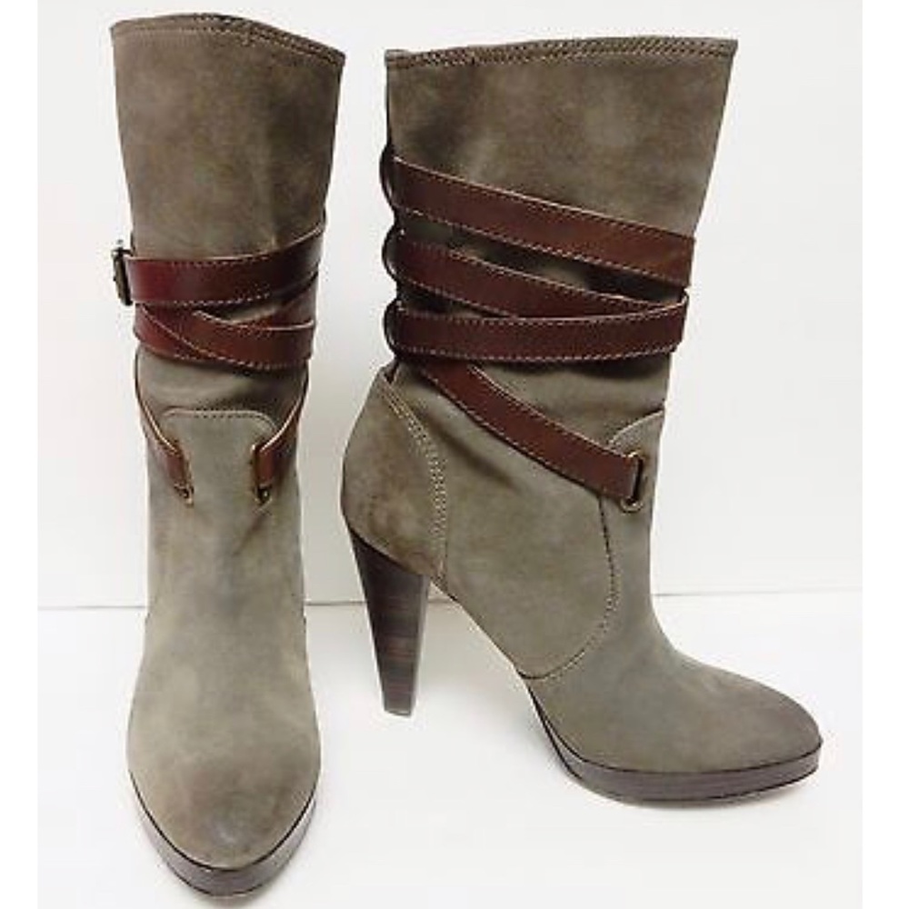 Frye Harlow Multi Strap high heel suede bootie